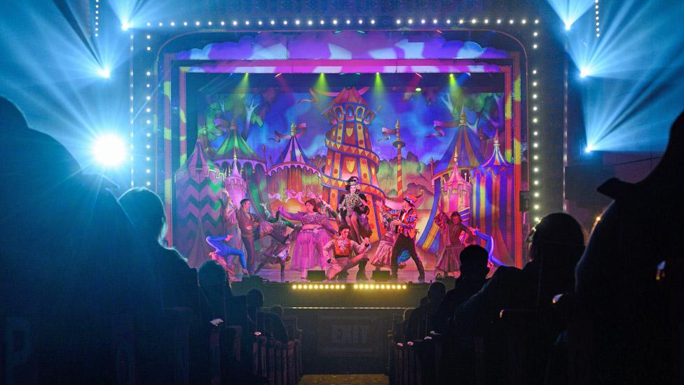 Audience members watch Beauty and the Beast at St Helens Theatre Royal, 12 December 2020