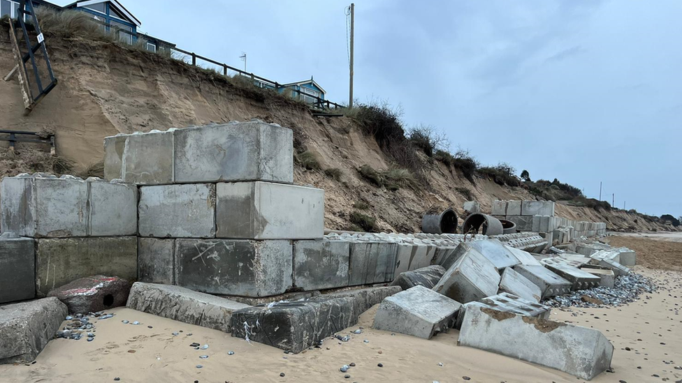 blocks at Hemsby beach