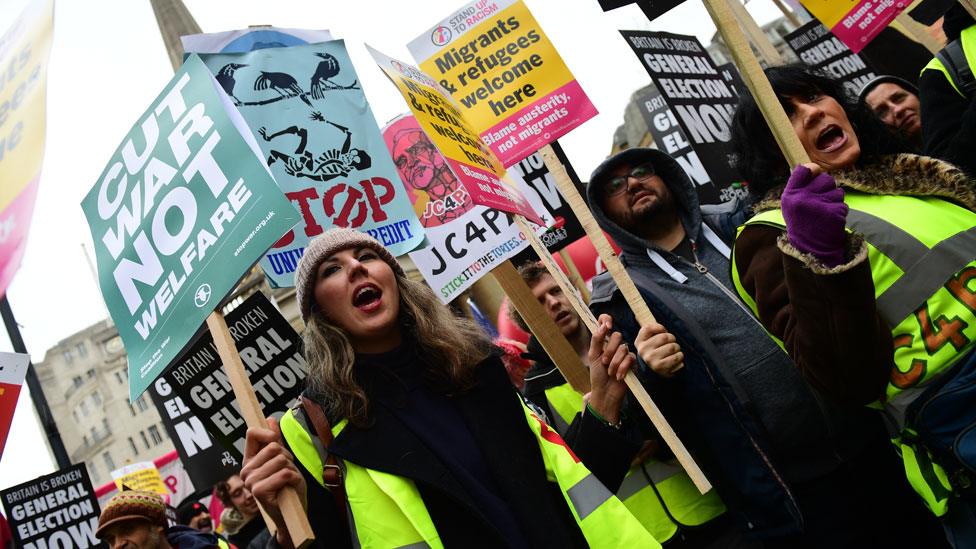 People taking part in the anti-austerity rally