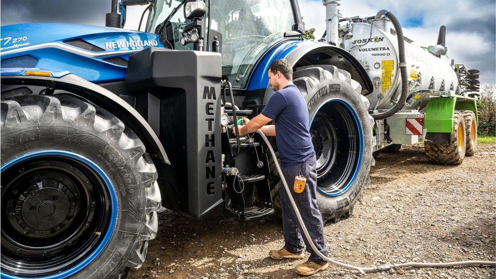 The New Holland T7 being refuelled