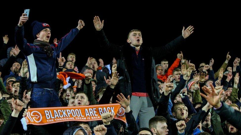 Blackpool fans at Accrington Stanley