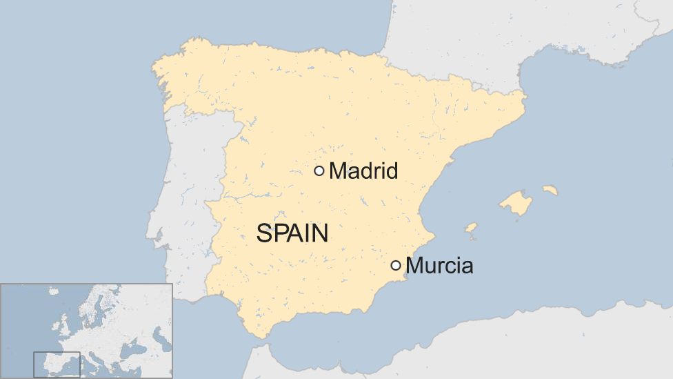 Map showing Murcia in south-east Spain