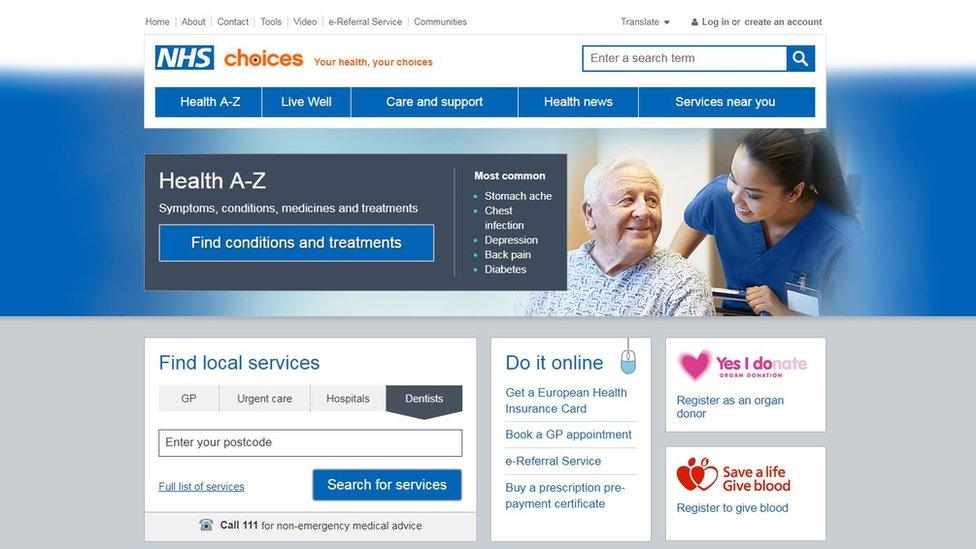 The NHS Choices website