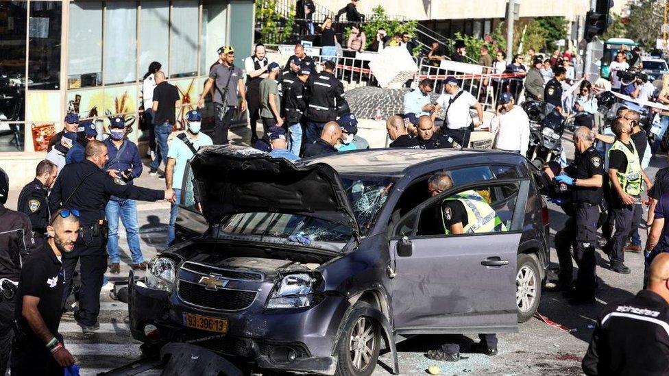 Crashed car in Jerusalem (24/04/23)