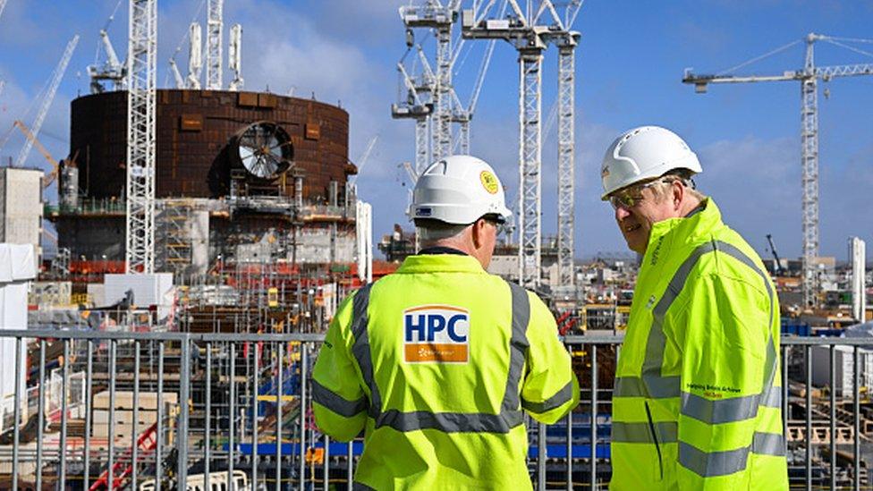 Prime Minister Boris Johnson tours the site of Hinkley Point C