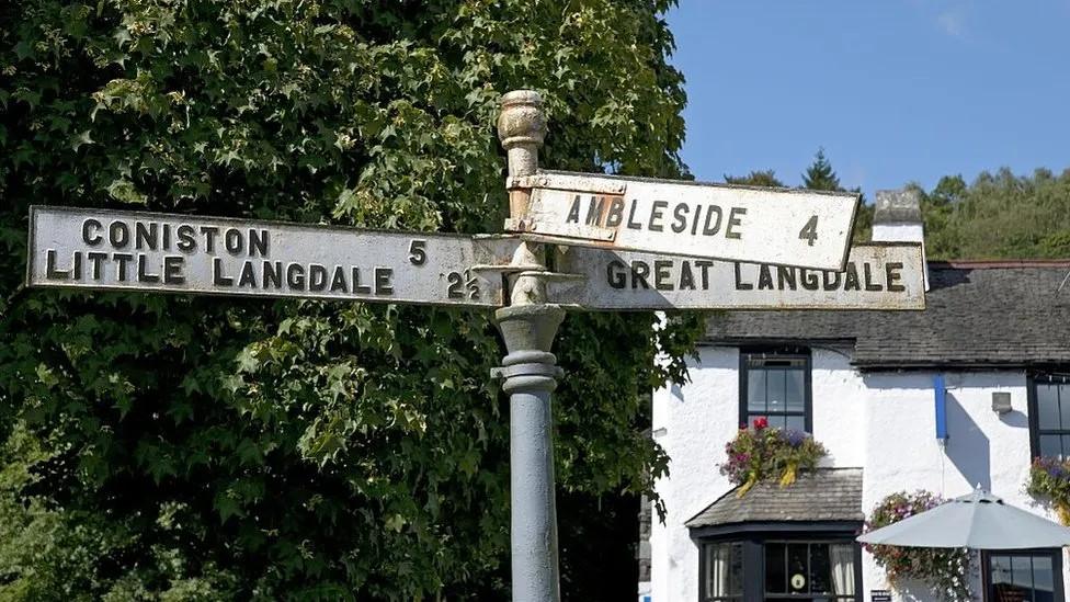 Signs showing Coniston and Ambleside