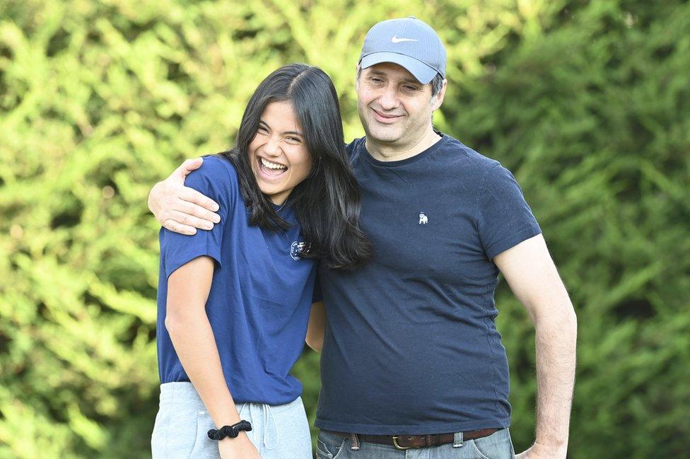 Ian Raducanu hugs his daughter Emma