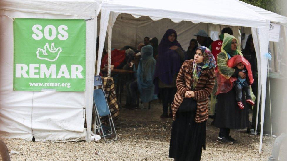 Refugee woman at the Preshevo reception centre