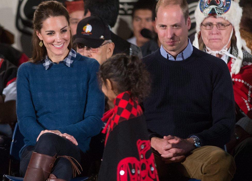 The Duke and Duchess of Cambridge at a ceremony in Bella Bella