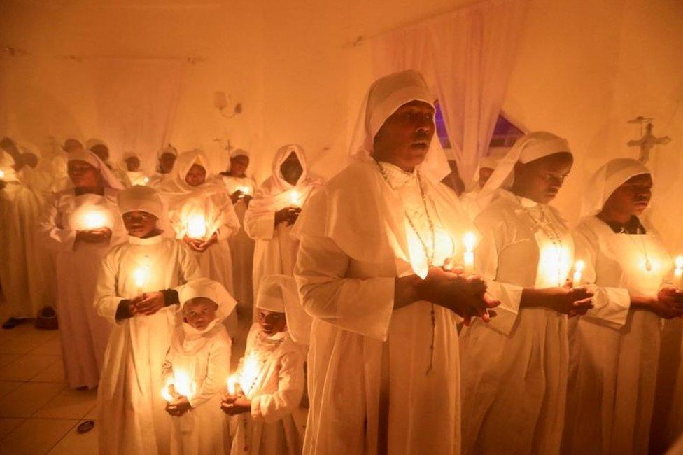 Christian faithful of the Legio Maria African Mission church attend a Christmas Eve vigil Mass in Nairobi, Kenya. Photo: 25 December 2021