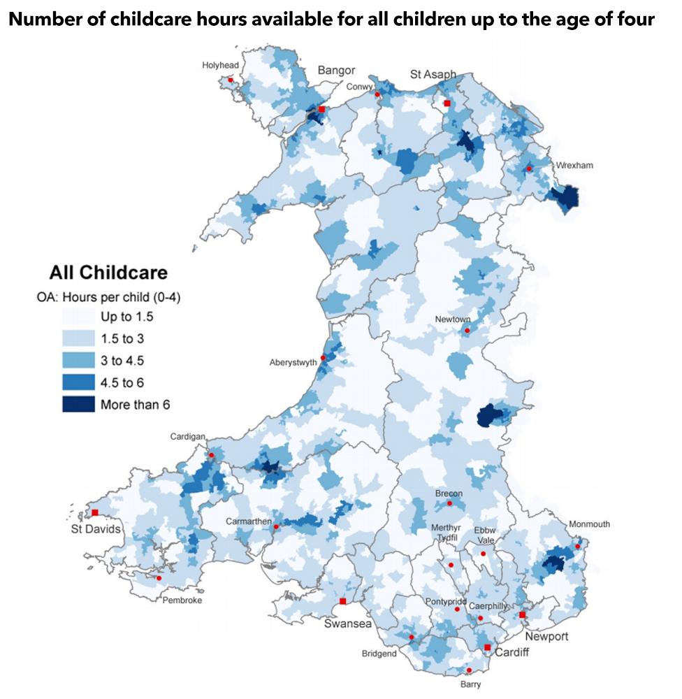 A graphic showing the number of childcare hours available for all children up to the age of four