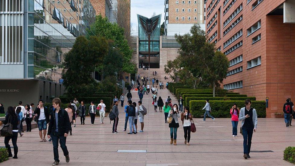 Students walk down the main thoroughfare of the University of New South Wales in Sydney.