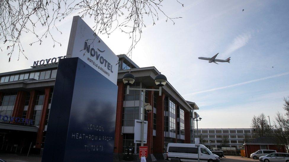 A hotel near Heathrow that is being prepared for use as a quarantine hotel