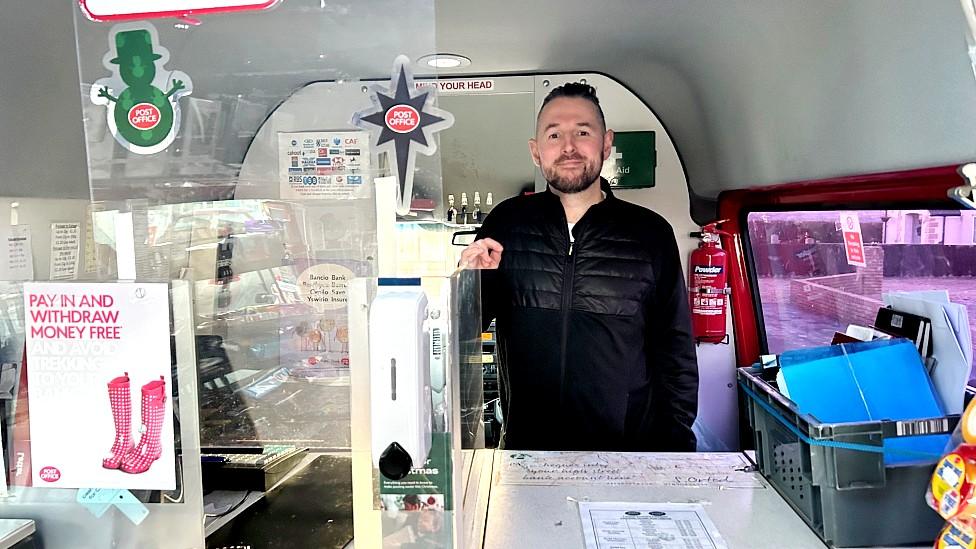 Interior of the mobile Post Office van