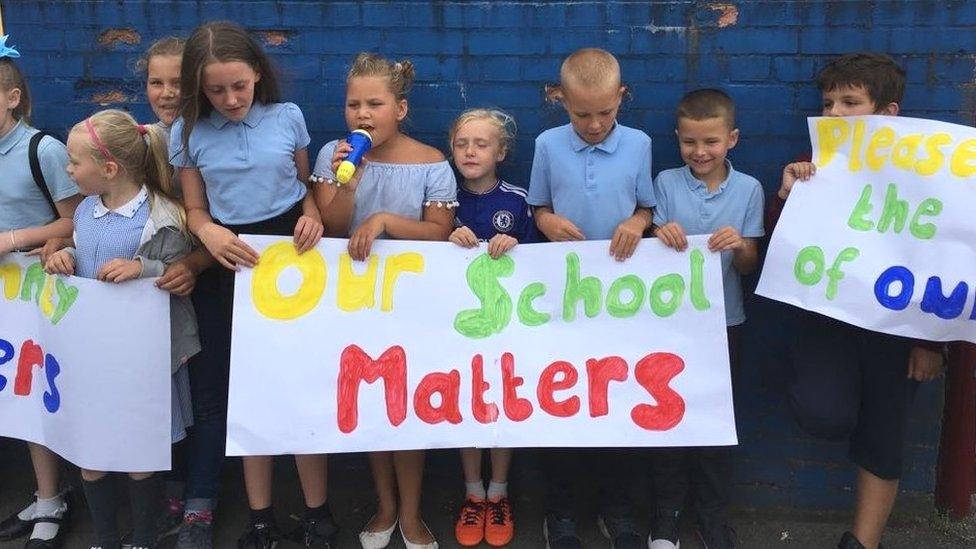 Pupils demonstrate against plans to close Glan-yr-Afon primary school in Cardiff