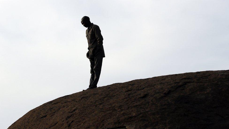 A South African mine worker in Marikana - Tuesday 16 August 2016