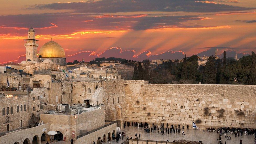 Jerusalem skyline at Temple Mount / Haram al-Sharif