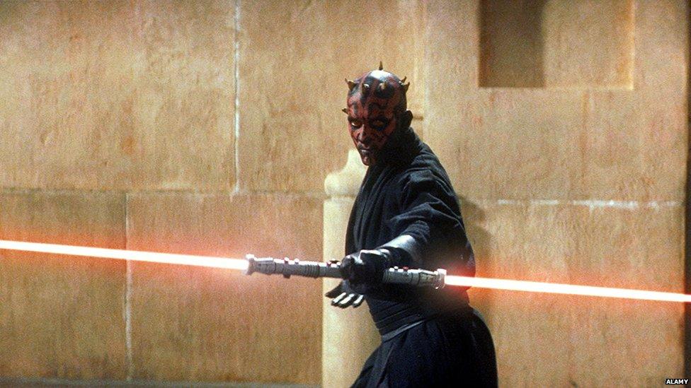 Sith Lord Darth Maul and his double ended lightsaber