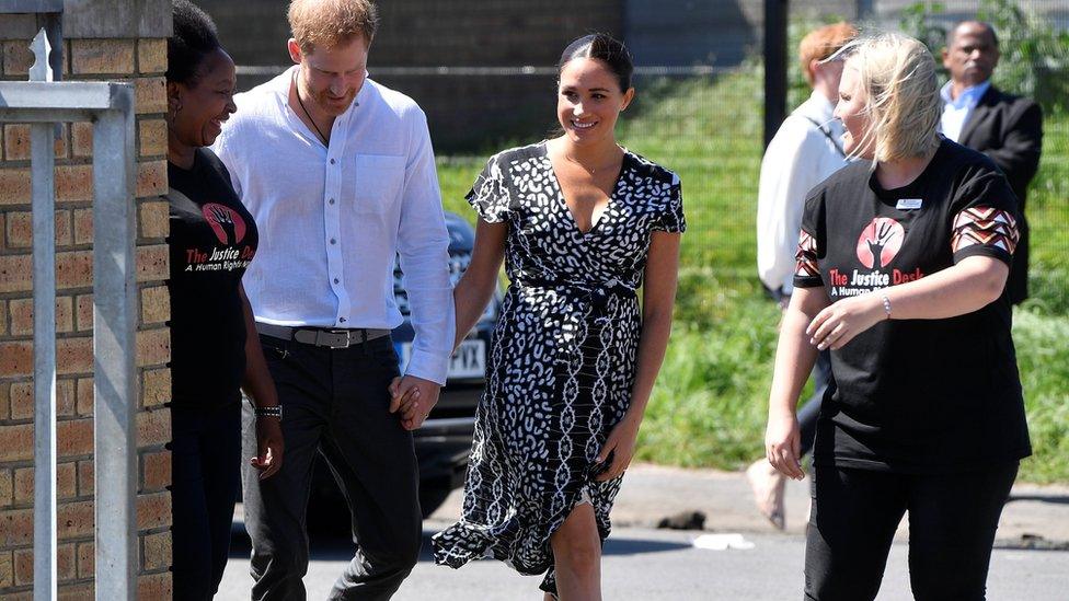 The Duke and Duchess of Sussex arrive at Nyanga