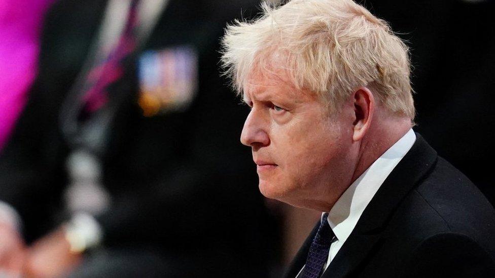 Boris Johnson arriving at St Paul's Cathedral for the Jubilee service of thanksgiving