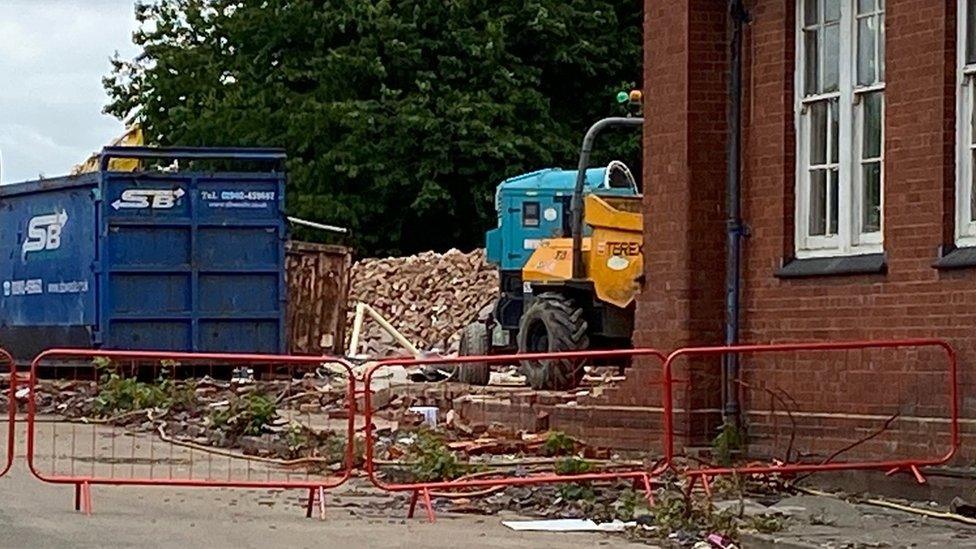 Demolition work on a disused school