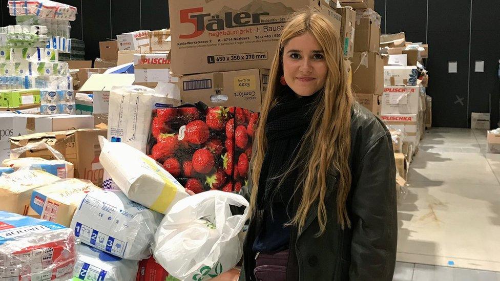 Ella Lambert in a refugee centre in Warsaw, Poland