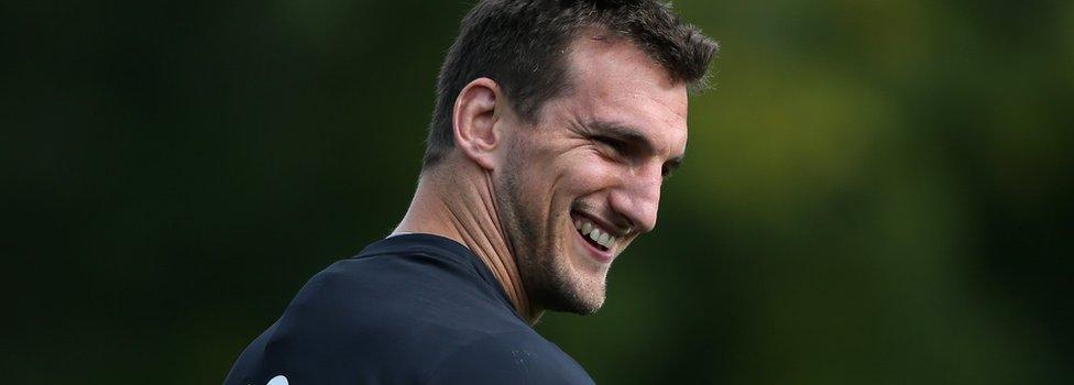 Wales captain Sam Warburton raises a smile during a Wales training session at the Vale hotel on September 16, 2015 in Cardiff, United Kingdom.