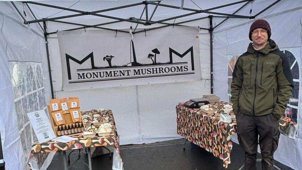 Monument Mushrooms stall at the market