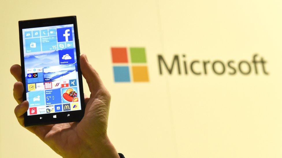 A smartphone running Windows 10