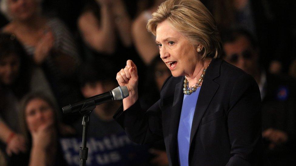 US Democratic presidential candidate Hillary Clinton speaks during a campaign event at Purchase College at State University of New York