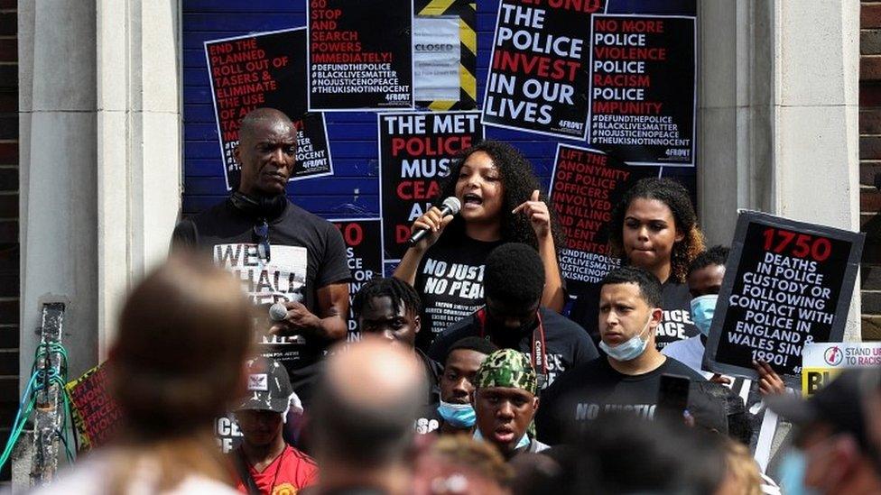 Protesters outside Tottenham Police Station