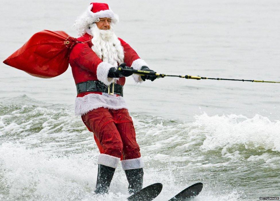 Water ski Santa