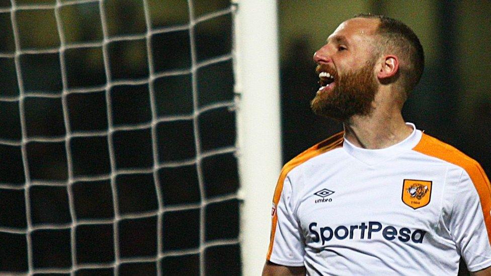 David Meyler celebrates his penalty for Hull against Burton