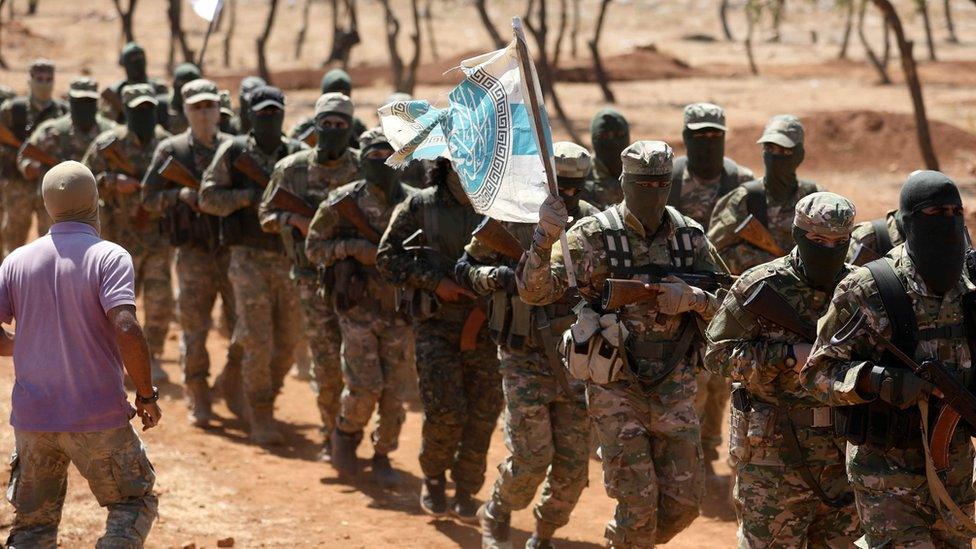 Hayat Tahrir al-Sham fighters train in northern Idlib province, Syria (14 August 2018)