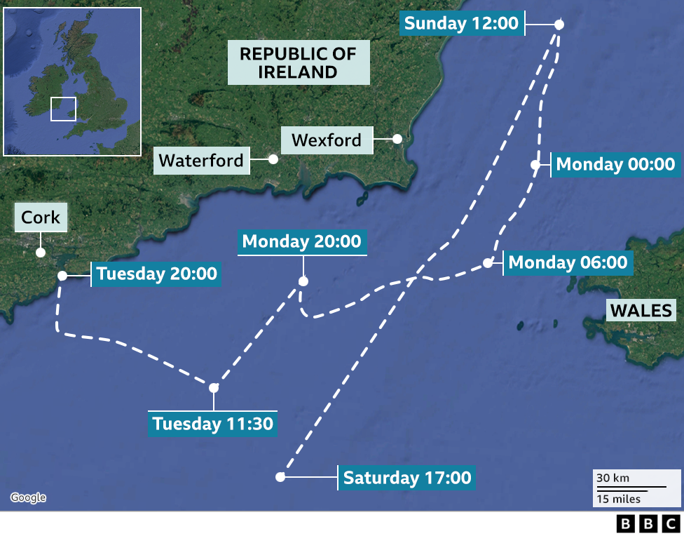 MV Matthew route map