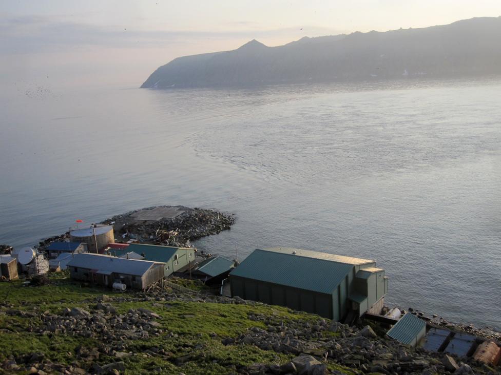 Little Diomede village with Russia in the background