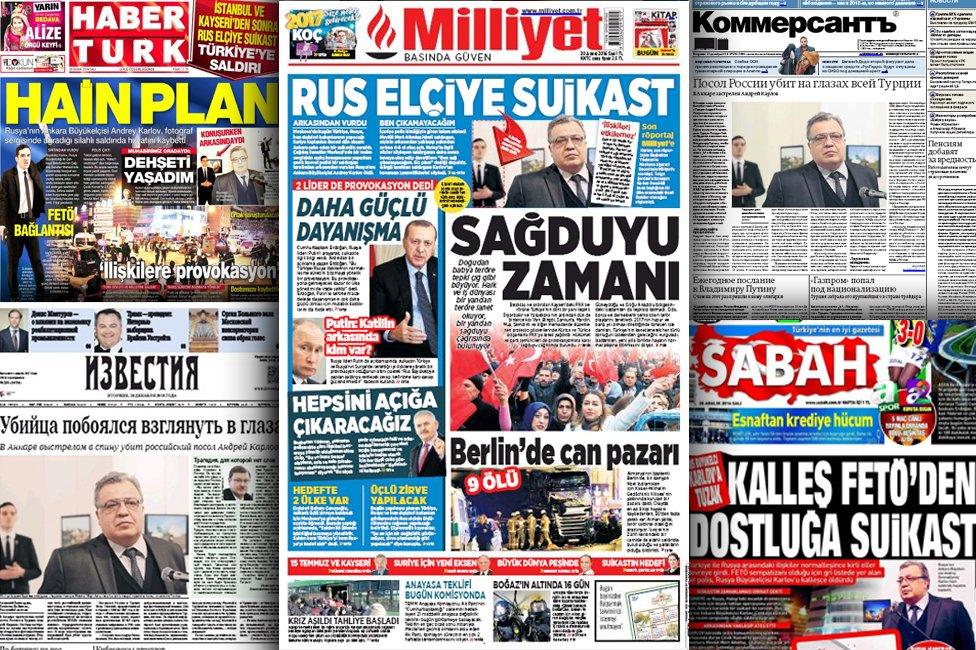 Turkish and Russian newspaper front pages