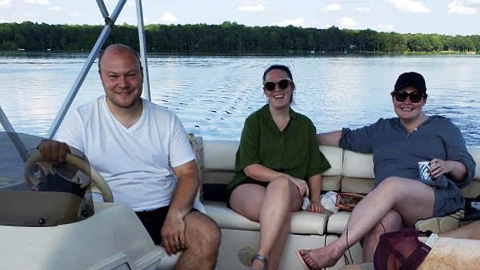 Mary Fine on a boat on holiday in the US