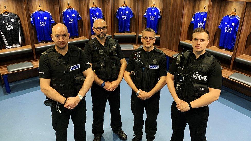 L to R: PC Kevin Marsh, PC Steve Quartermain, PC Michael Hinton, Sgt Mike Hooper