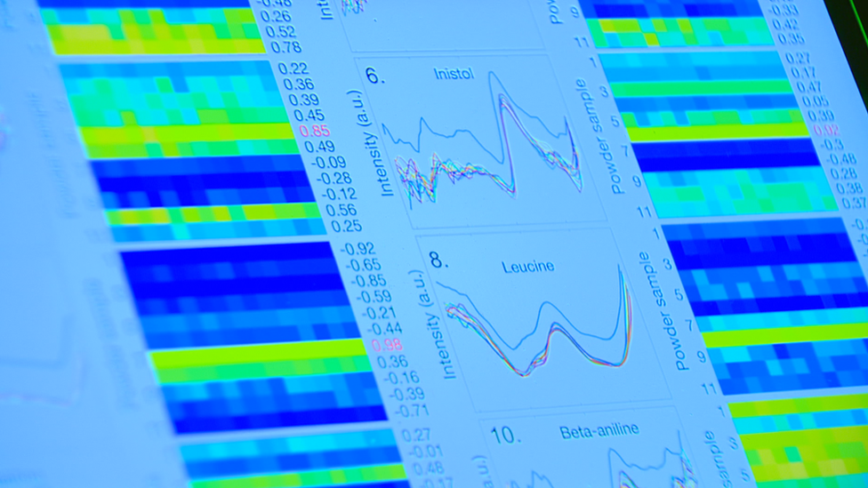 Computer screen displays charts