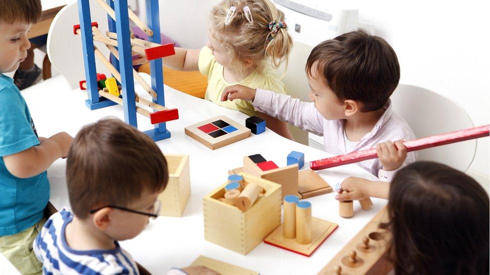 children playing at nursery school