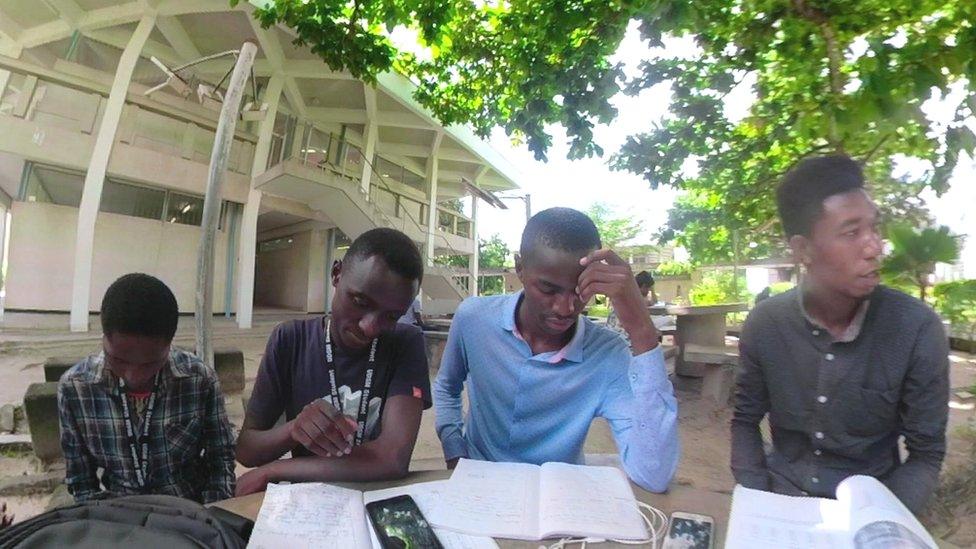 Students studying Swahili at the University of Dar es Salaam in Tanzania