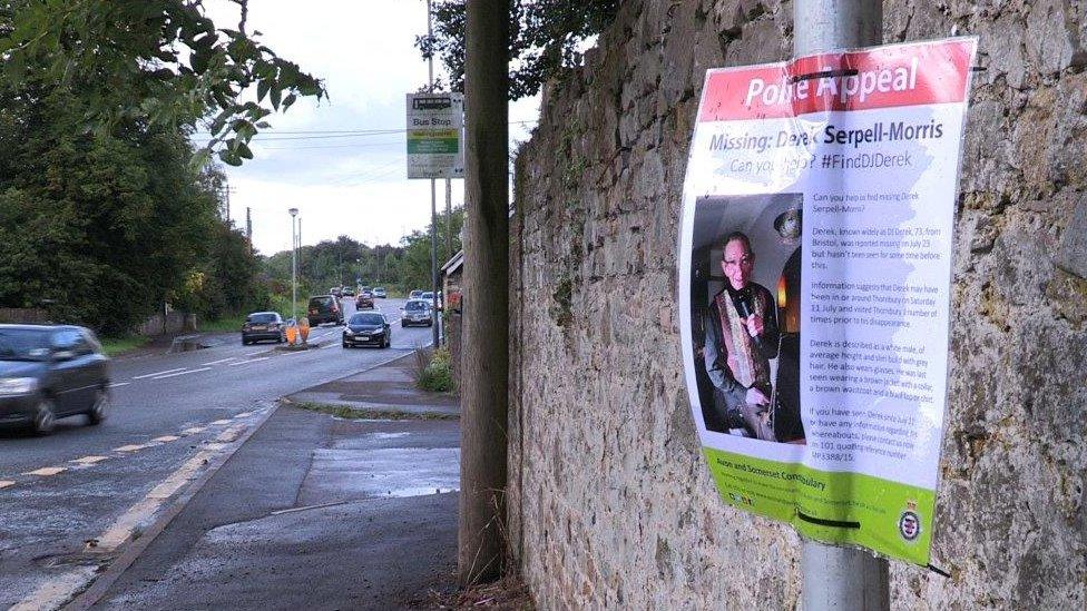 Missing DJ Derek poster near bus stop