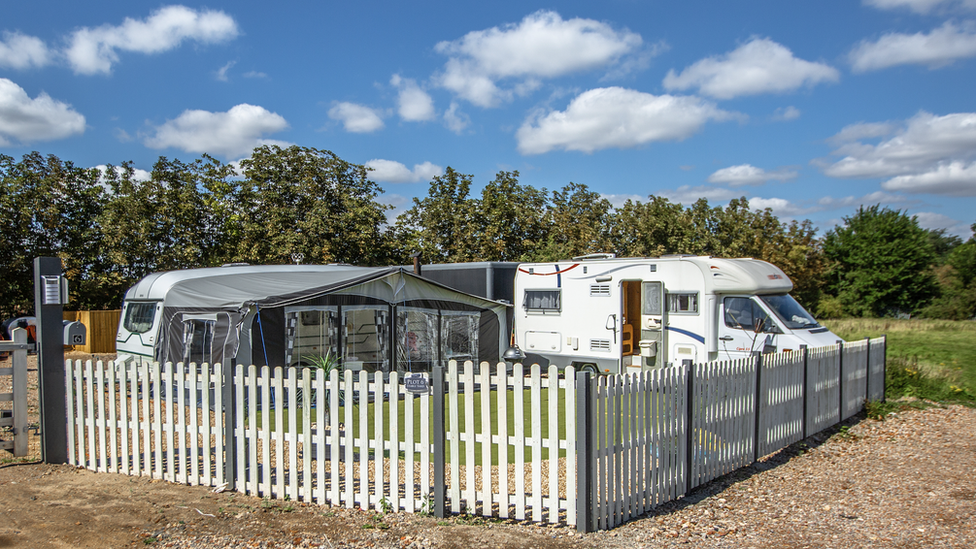 Two caravans on plot six of the land in Newark