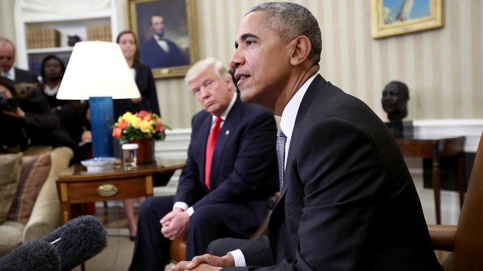 President Obama - sitting with President-elect Trump