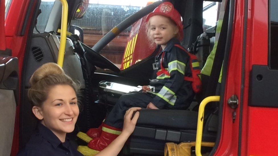 Grace and firefighter Danielle Whitham