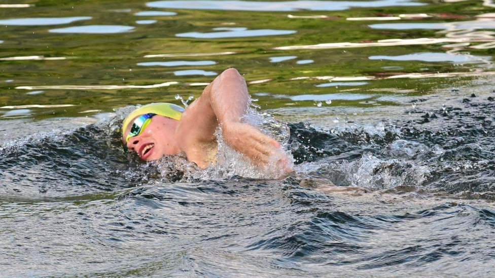 Hector Pardoe in Windermere swim