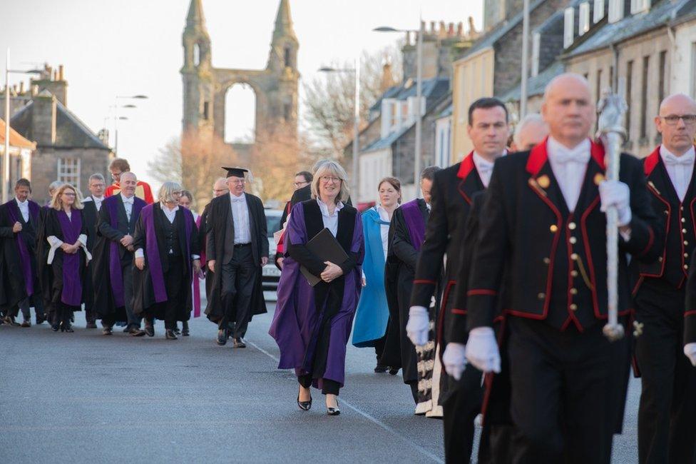 The graduation procession at St Andrews