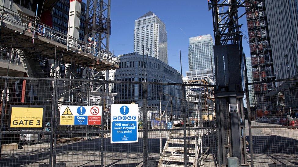 Construction site at Canary Wharf financial district in London