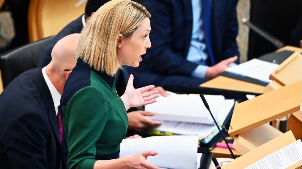 Transport minister Jenny Gilruth answers questions in the Scottish Parliament